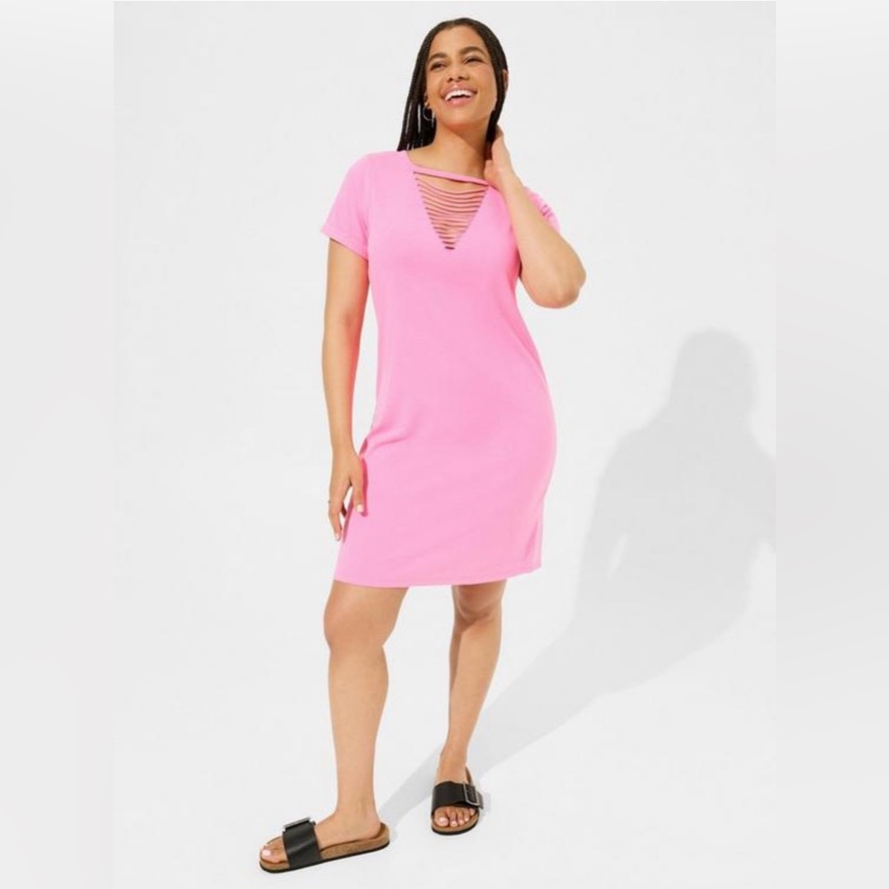 Mini Jersey Destructed Front T- Shirt Dress NWOT